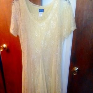 Yellow lace maxi dress size 18